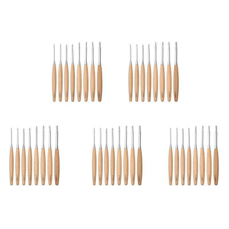 Wooden Crochet Hooks Ergonomic Handle - ABJI-40개 세트, 3.0mm~6.5mm 크기의 나무 손잡이