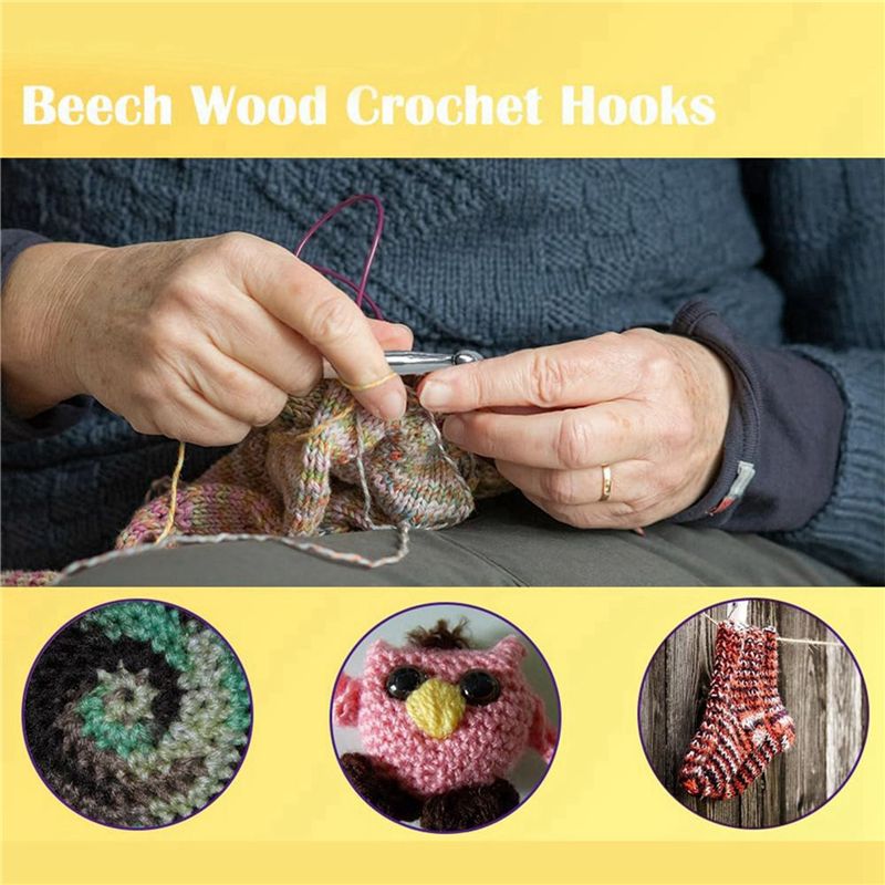 ABJI-40개 세트, 3.0mm~6.5mm 크기의 나 - Wooden Crochet Hooks Ergonomic Handle 리뷰 및 가격