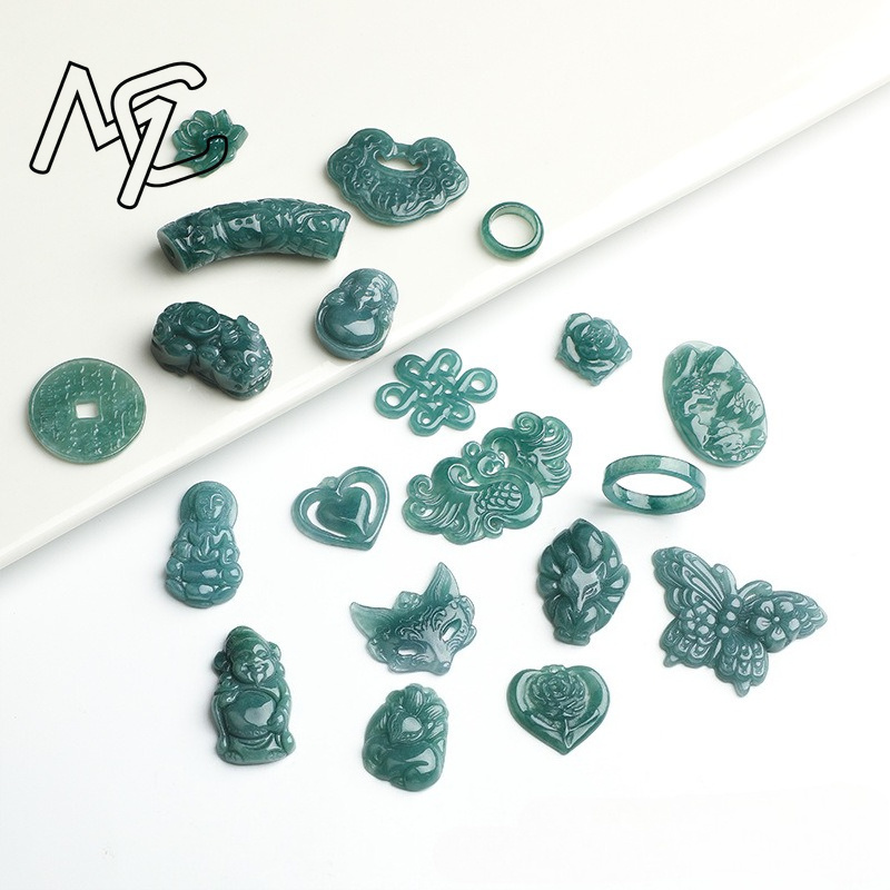 2개 세트, 천연 푸른색 물옥으로 만든 하트 모양 여우 - Beading 리뷰 및 가격