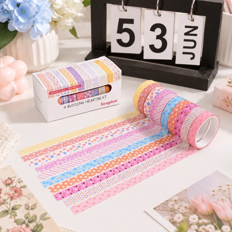 10개들이 플로럴 파스텔 색상의 와시 테이프, 8mm, - Scrapbooking 리뷰 및 가격